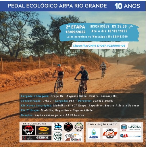 Photo of Vem aí a Segunda Etapa do Pedal Ecológico da ARPA Rio Grande em Lavras/MG